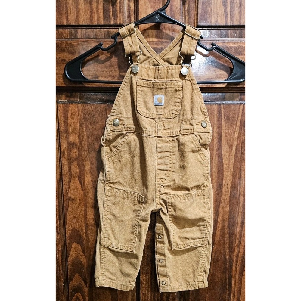 Carhartt 12 Month Duck Bib Overalls Snap Legs Unisex Baby Brown One Piece